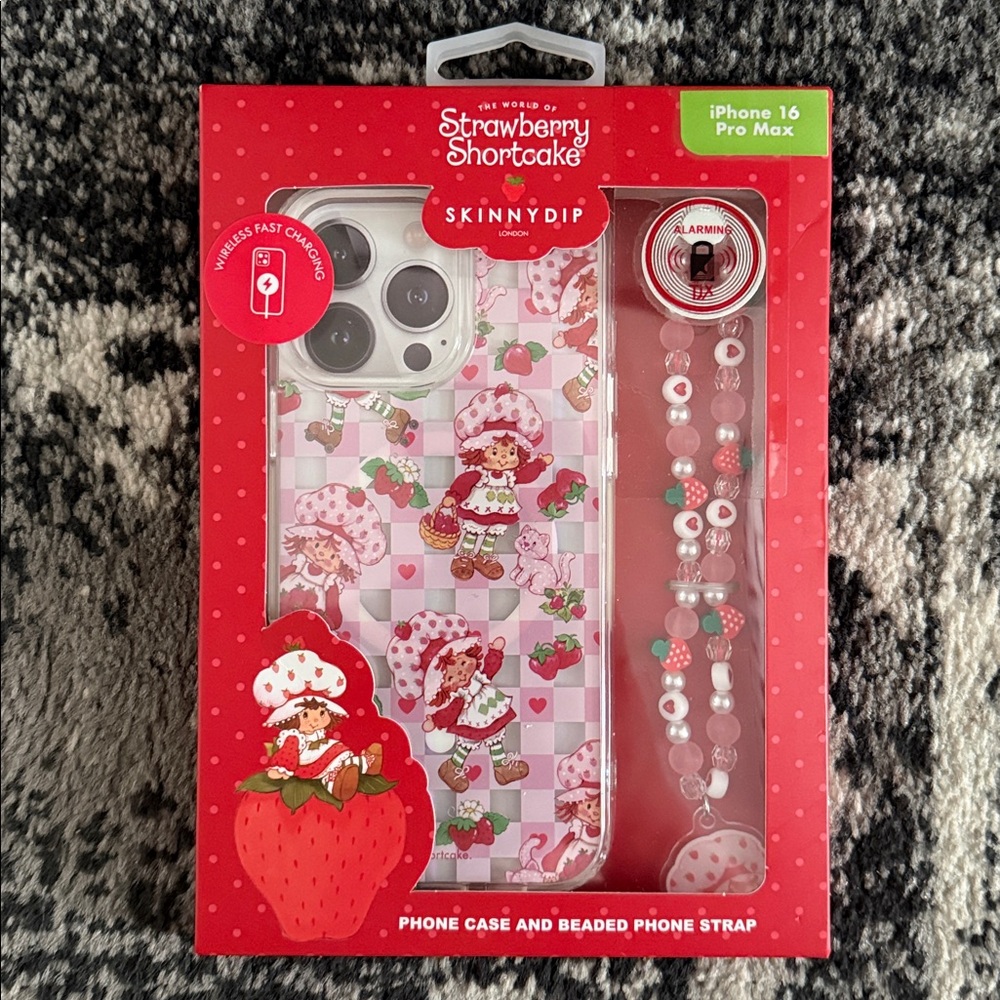iPhone 16 Pro Max Strawberry Shortcake Case & Phone Strap